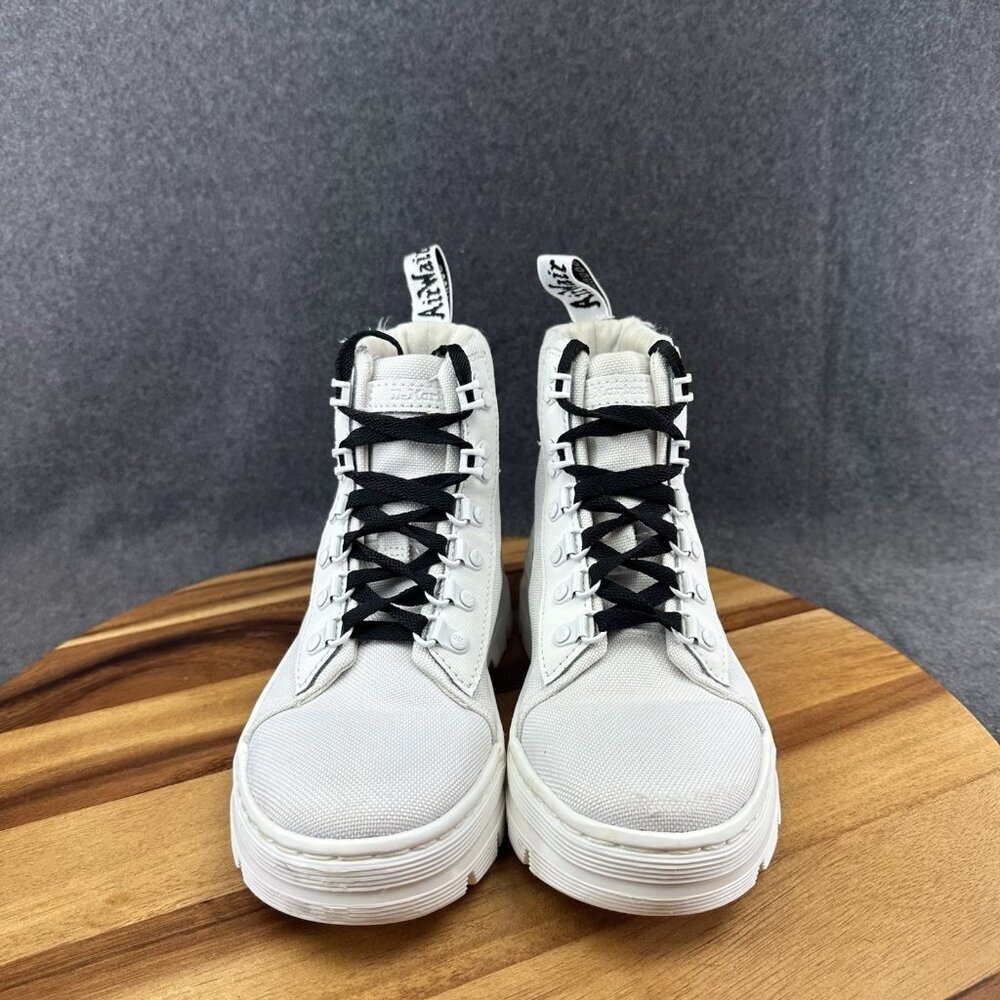Dr. Martens Air Wair Combs Womens Size 5 White Combat Canvas Lace Up Ankle Boots - Picture 3 of 10